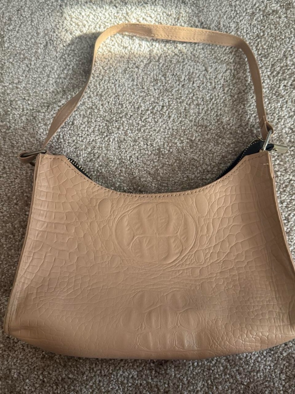 Women's Croc Shoulder Bag in Beige